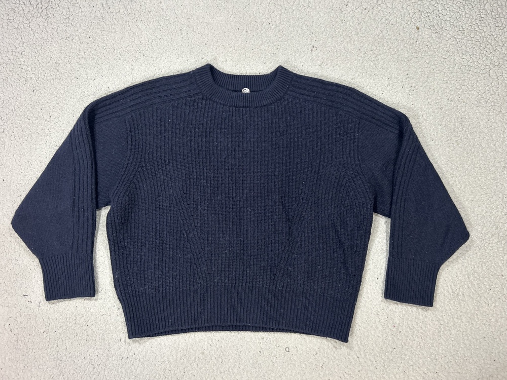 Margaret O'Leary Sweater Womens Small Blue Knit Crewneck Luxury Boxy Cozy